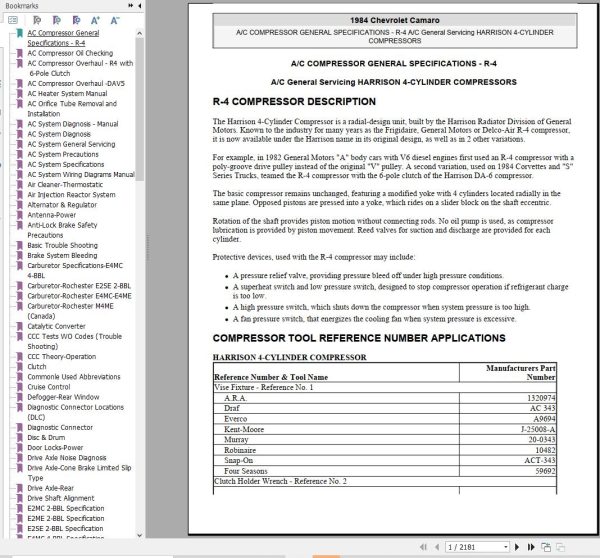 Chevrolet Camaro 1984 Service Repair Manual 1