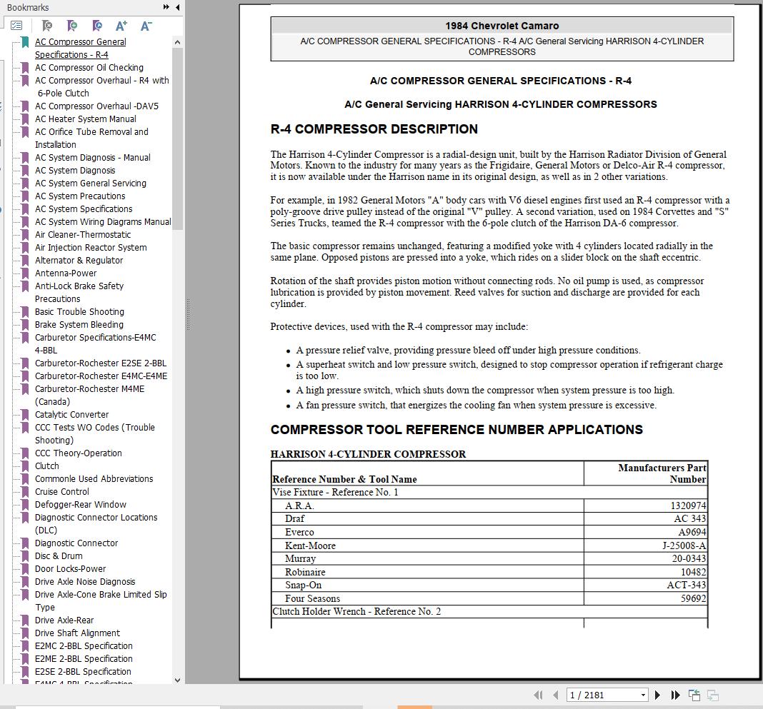 Chevrolet Camaro 1984 Service Repair Manual 1