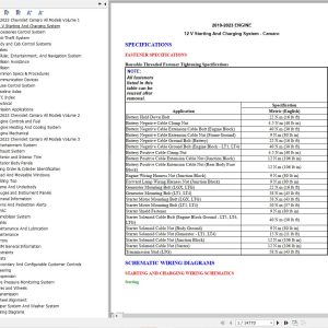Chevrolet Camaro All Models 2019 2023 Service Repair Manual 1