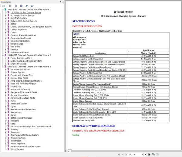 Chevrolet Camaro All Models 2019 2023 Service Repair Manual 1