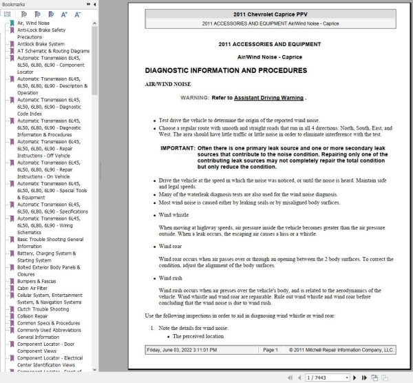 Chevrolet Caprice 2011 Service Repair Manual 1
