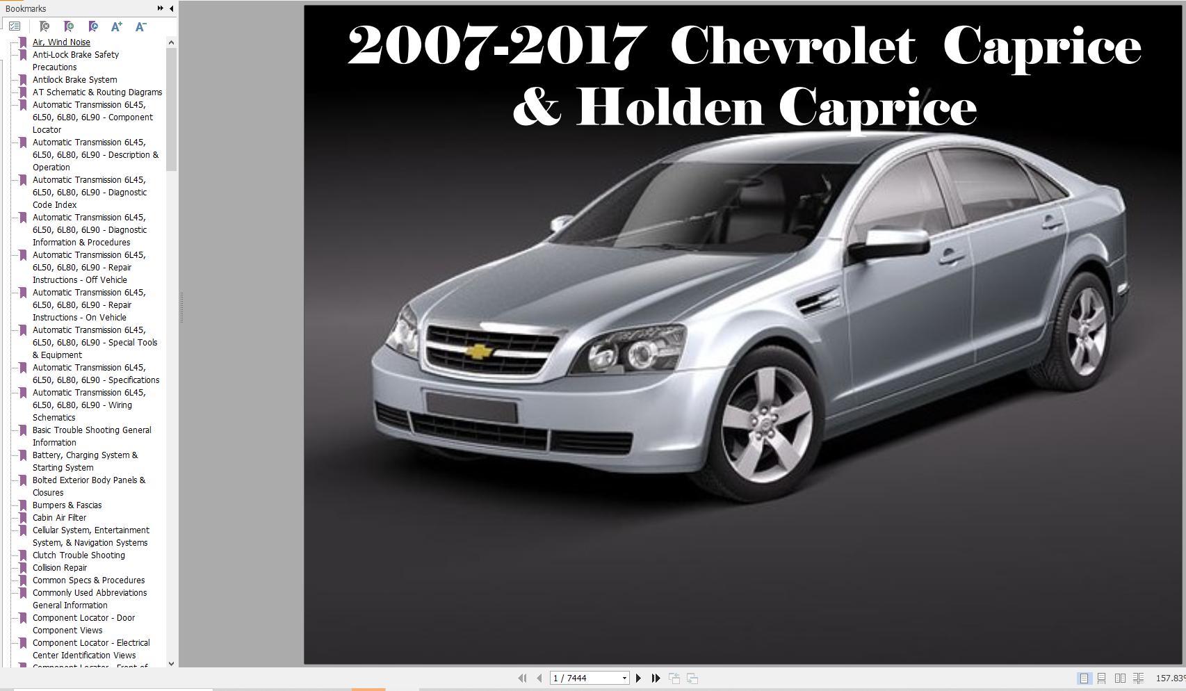 Chevrolet Caprice and Holden Caprice 2007 2017 Service Repair Manual 1