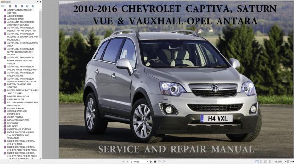 Chevrolet Captiva Sport Saturn Vue Vauxhall Opel Antara 2010 2016 Service Repair Manual 1