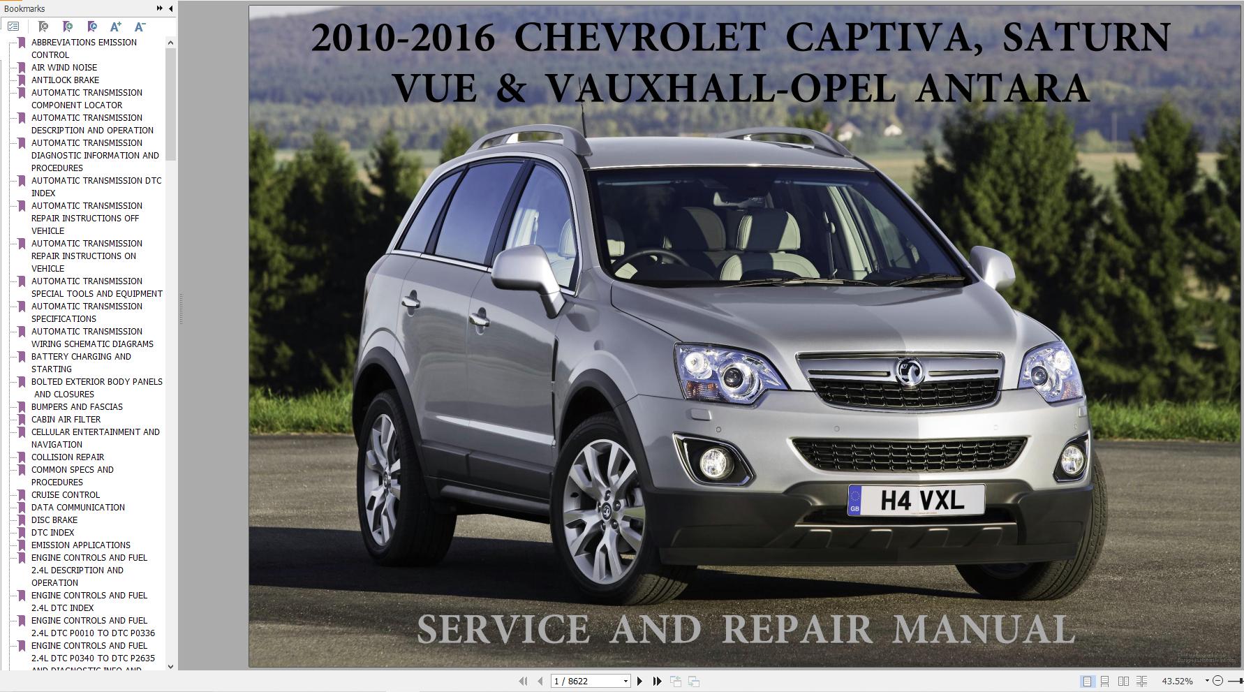 Chevrolet Captiva Sport Saturn Vue Vauxhall Opel Antara 2010 2016 Service Repair Manual 1