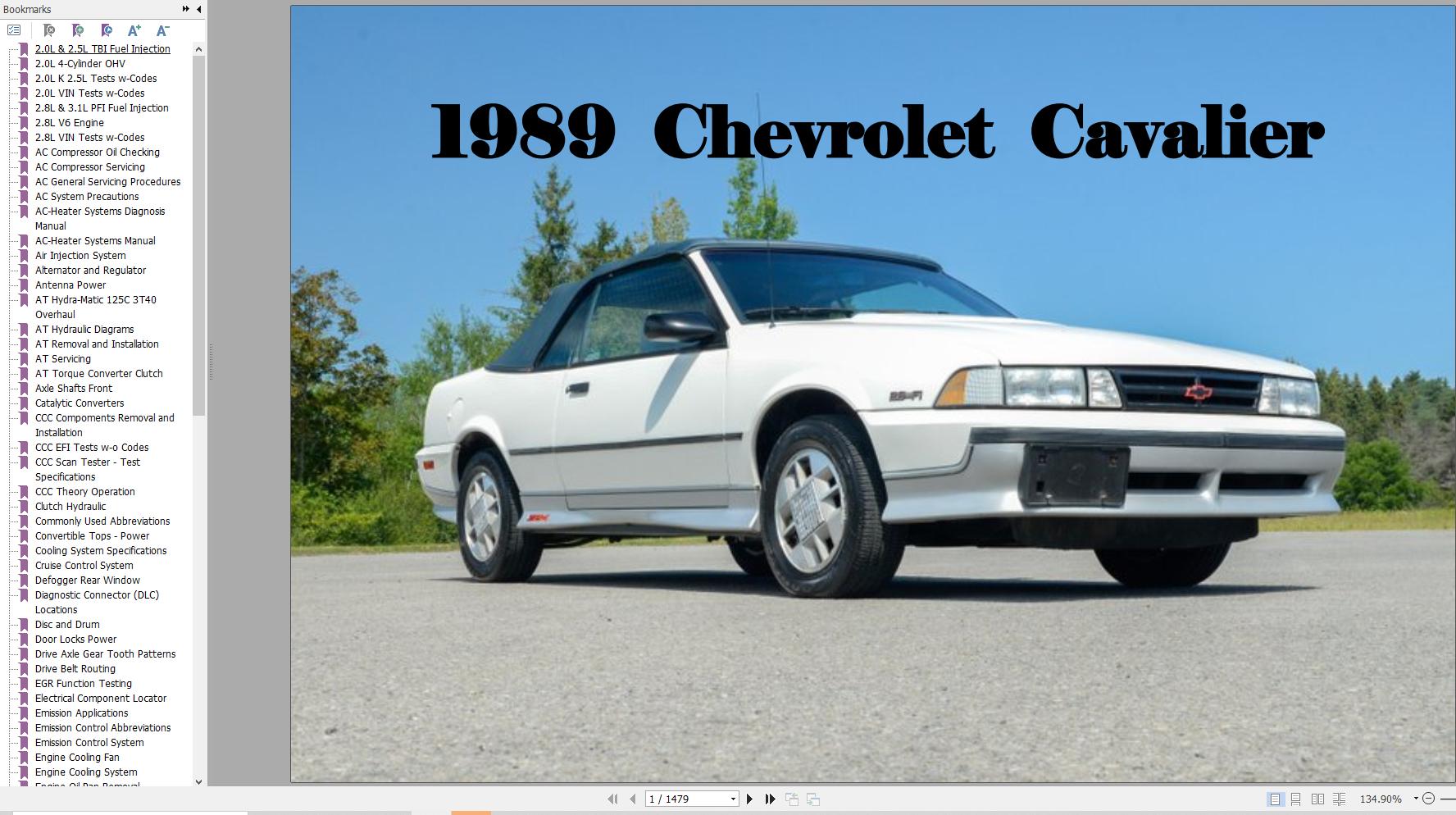 Chevrolet Cavalier 1989 Service Repair Manual 1