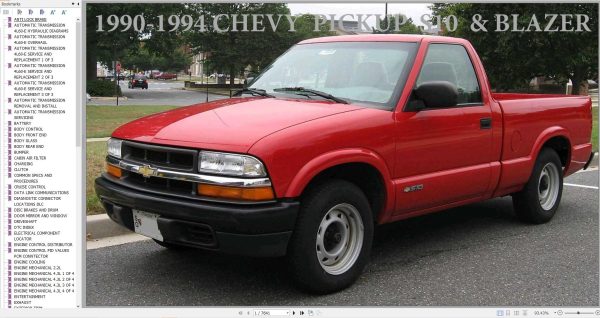 Chevrolet Chevy Pickup S10 Blaze 1990 1994 Service Repair Manual 1