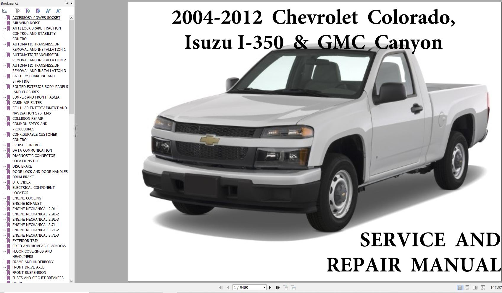 Chevrolet Colorado Isuzu I 350 GMC Canyon 2004 2012 Service Repair Manual 1