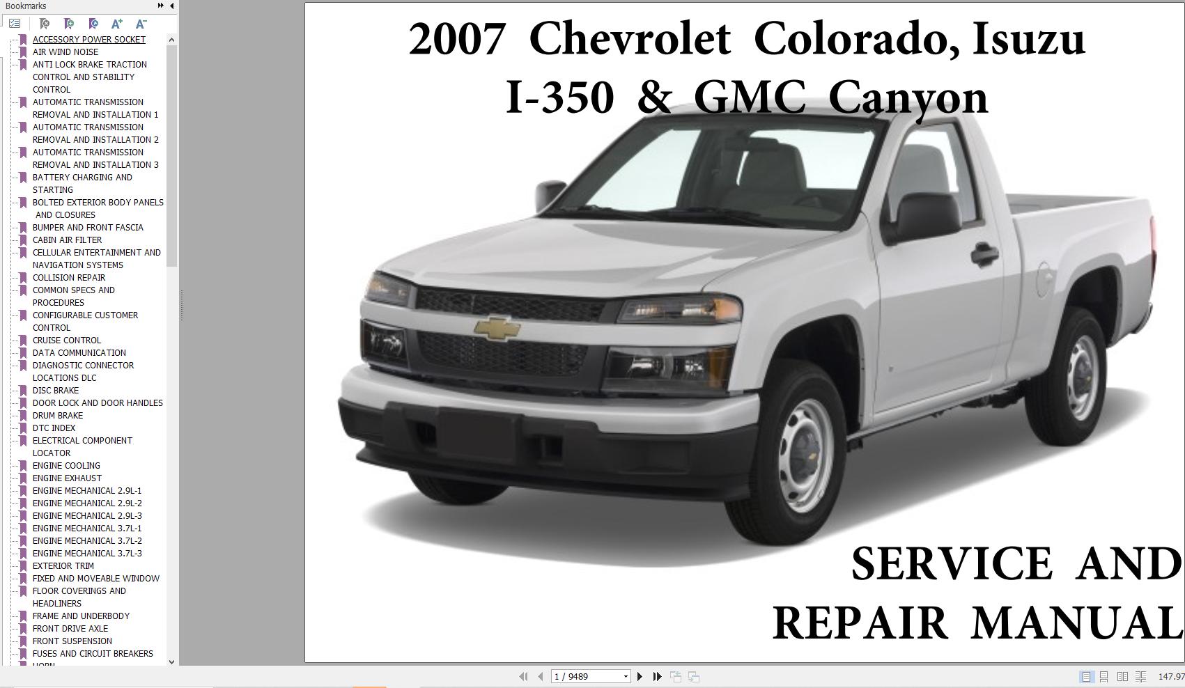 Chevrolet Colorado Isuzu I 350 GMC Canyon 2007 Service Repair Manual 1