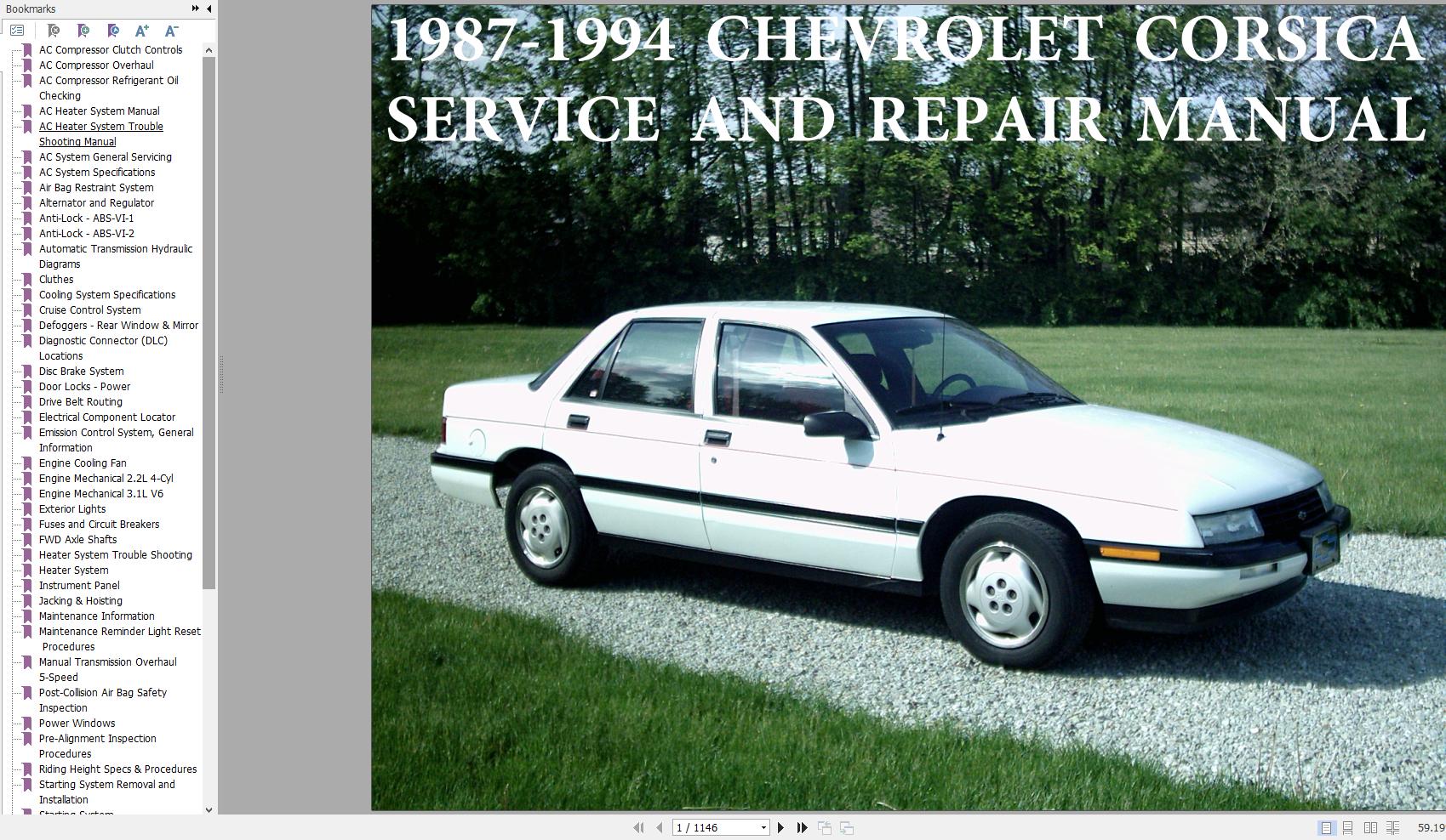 Chevrolet Corsica 1987 1994 Service Repair Manual 1