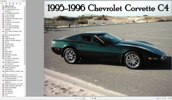 Chevrolet Corvette C4 1995 1996 Service Repair Manual 1