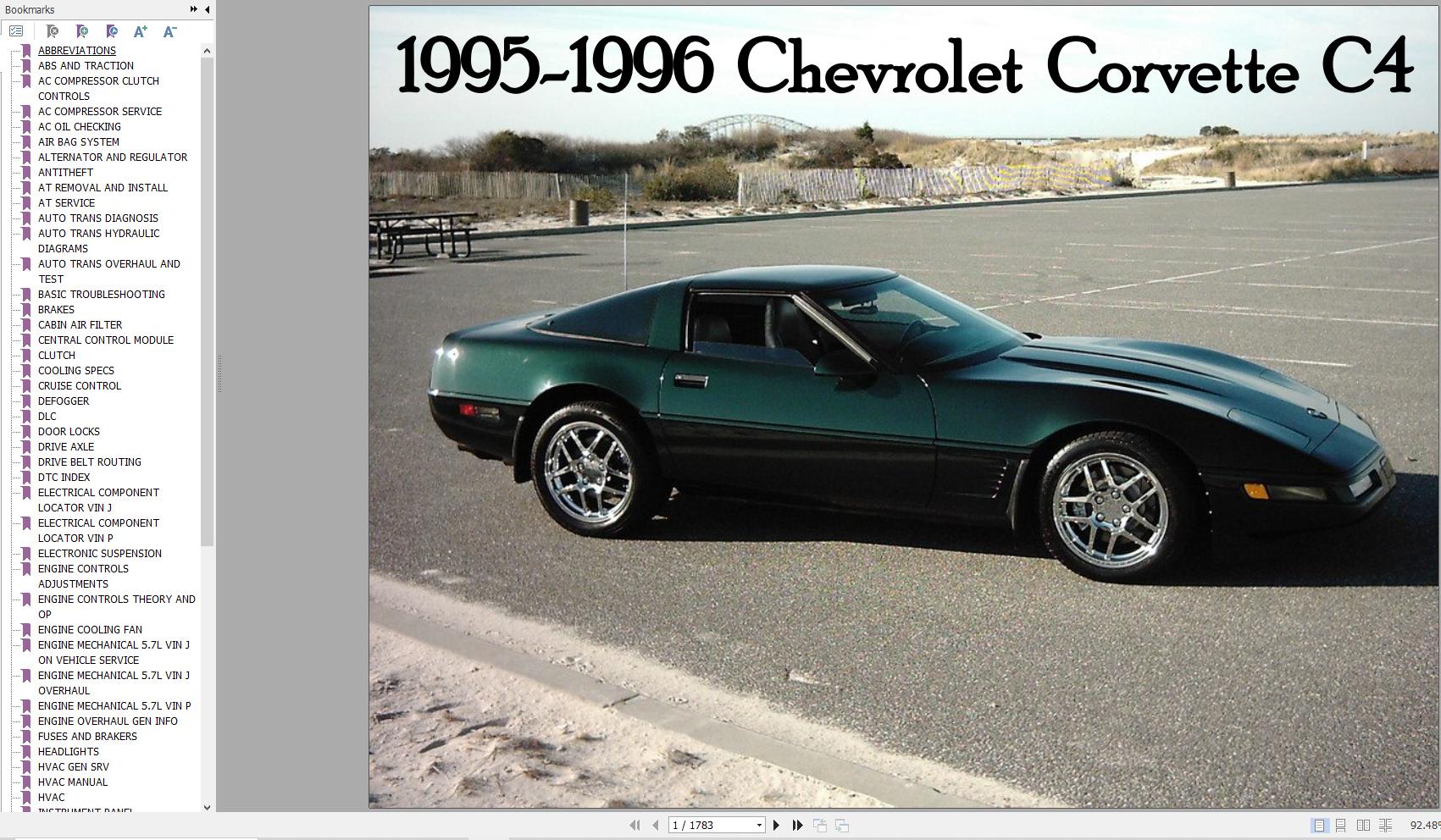 Chevrolet Corvette C4 1995 1996 Service Repair Manual 1