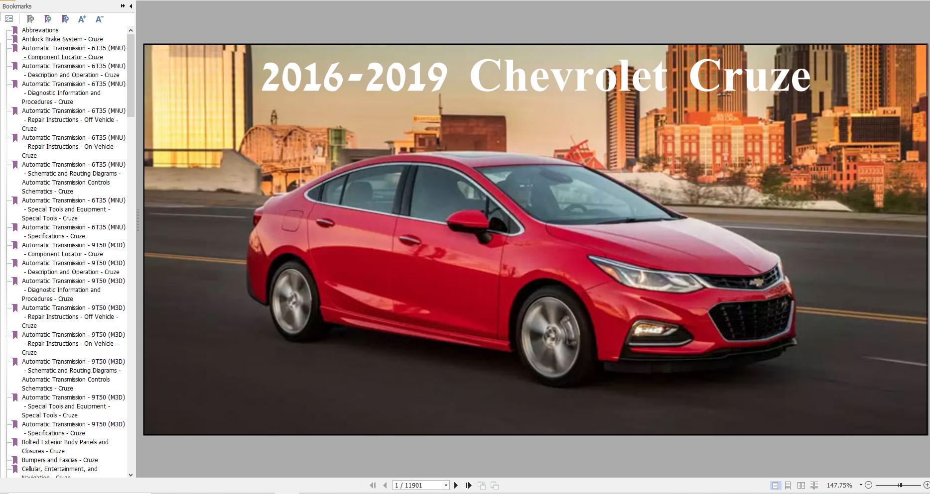 Chevrolet Cruze 2016 2019 Service Repair Manual 1