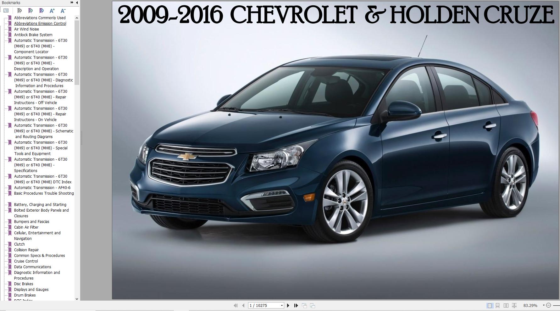 Chevrolet Cruze Holden 2009 2016 Service Repair Manual 1