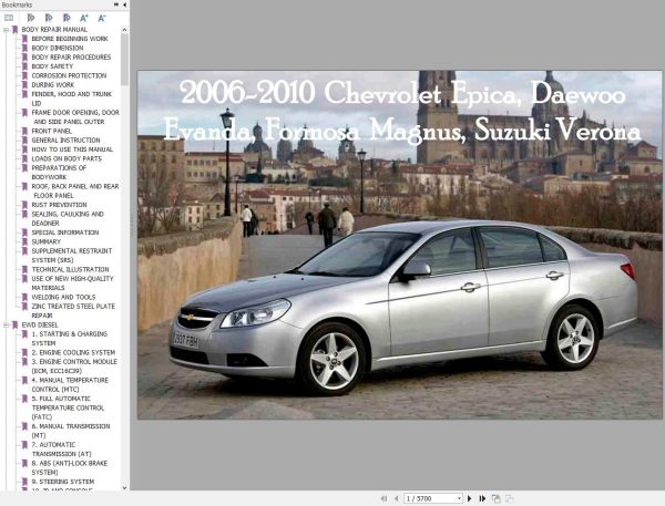 Chevrolet Epica to Suzuki Verona 2006 2010 Service Repair Manual 1