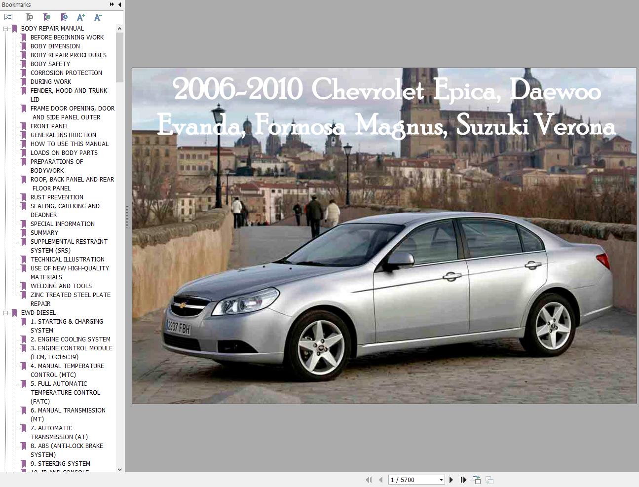 Chevrolet Epica to Suzuki Verona 2006 2010 Service Repair Manual 1