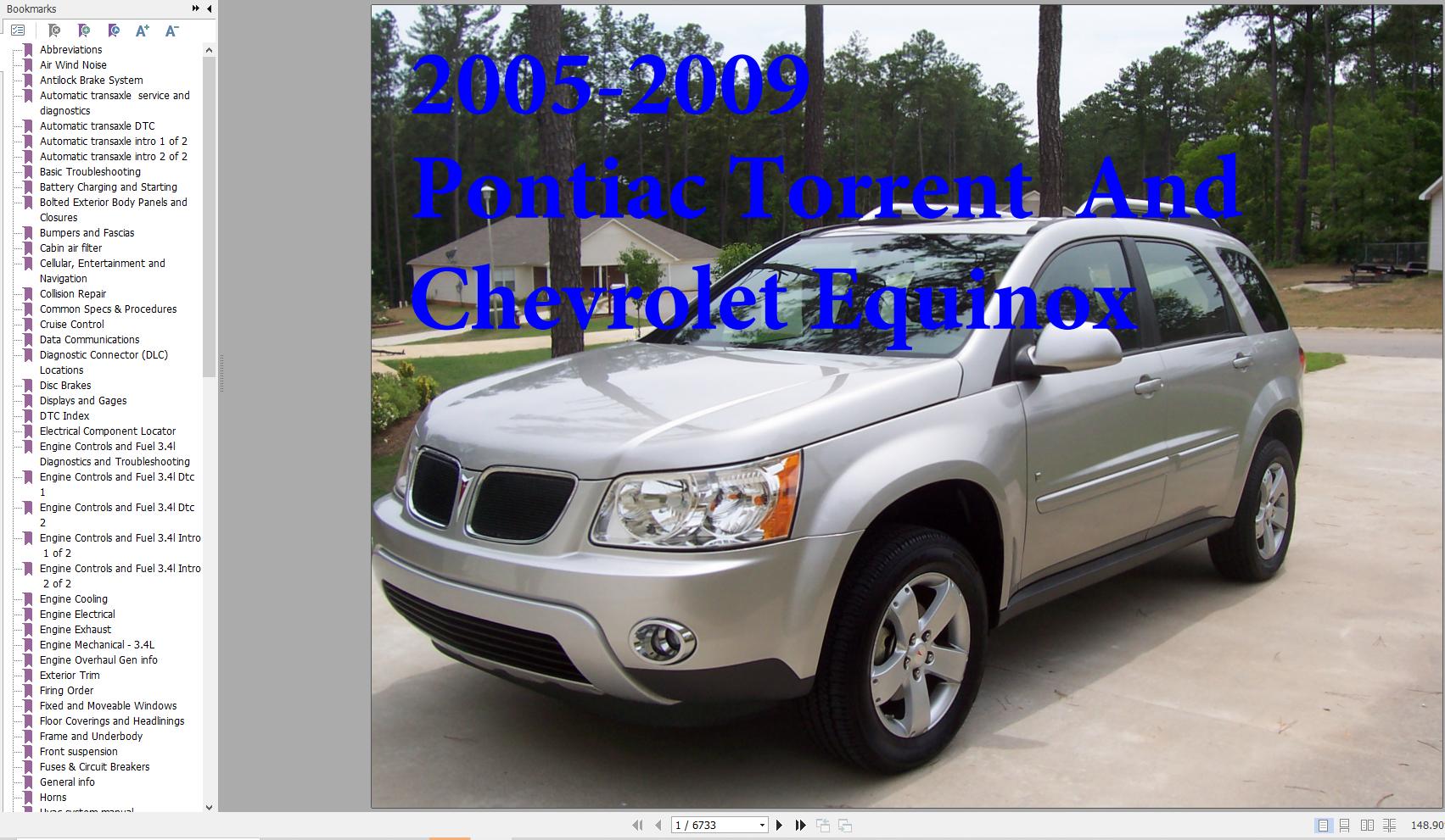 Chevrolet Equinox Pontiac Torrent 2006 2009 Service Repair Manual 1