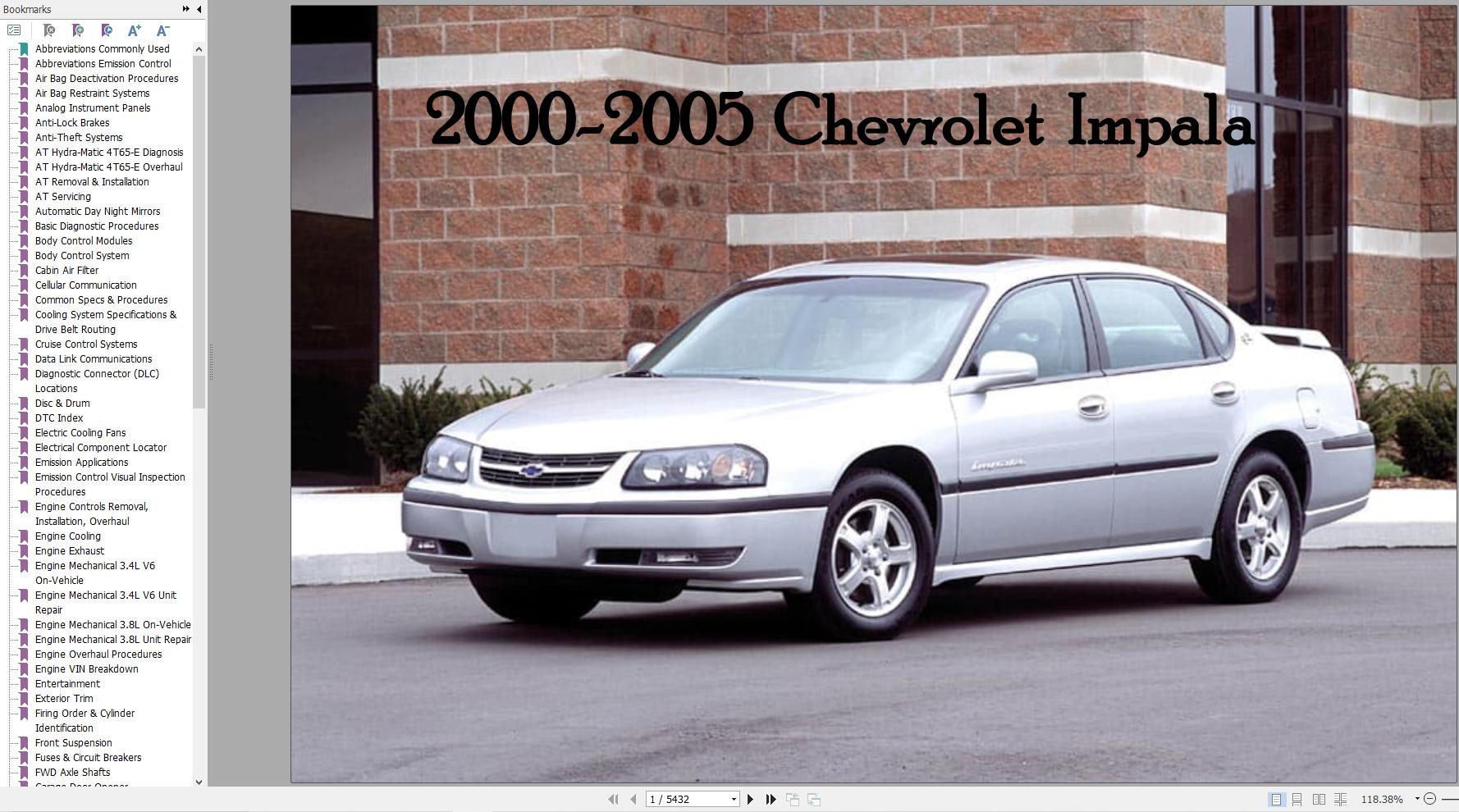 Chevrolet Impala 2000 2005 2000 2005 Service Repair Manual 1
