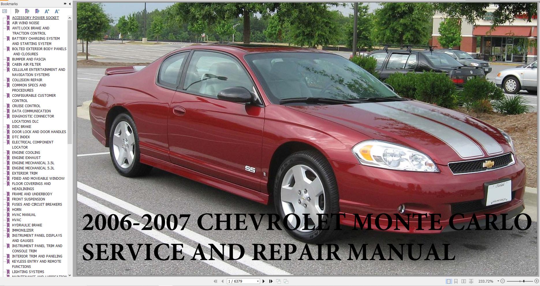 Chevrolet Monte Carlo 2006 2007 Service Repair Manual 1