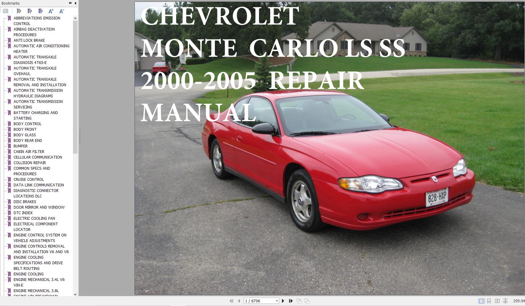 Chevrolet Monte Carlo LS SS 2000 2005 Service Repair Manual 1