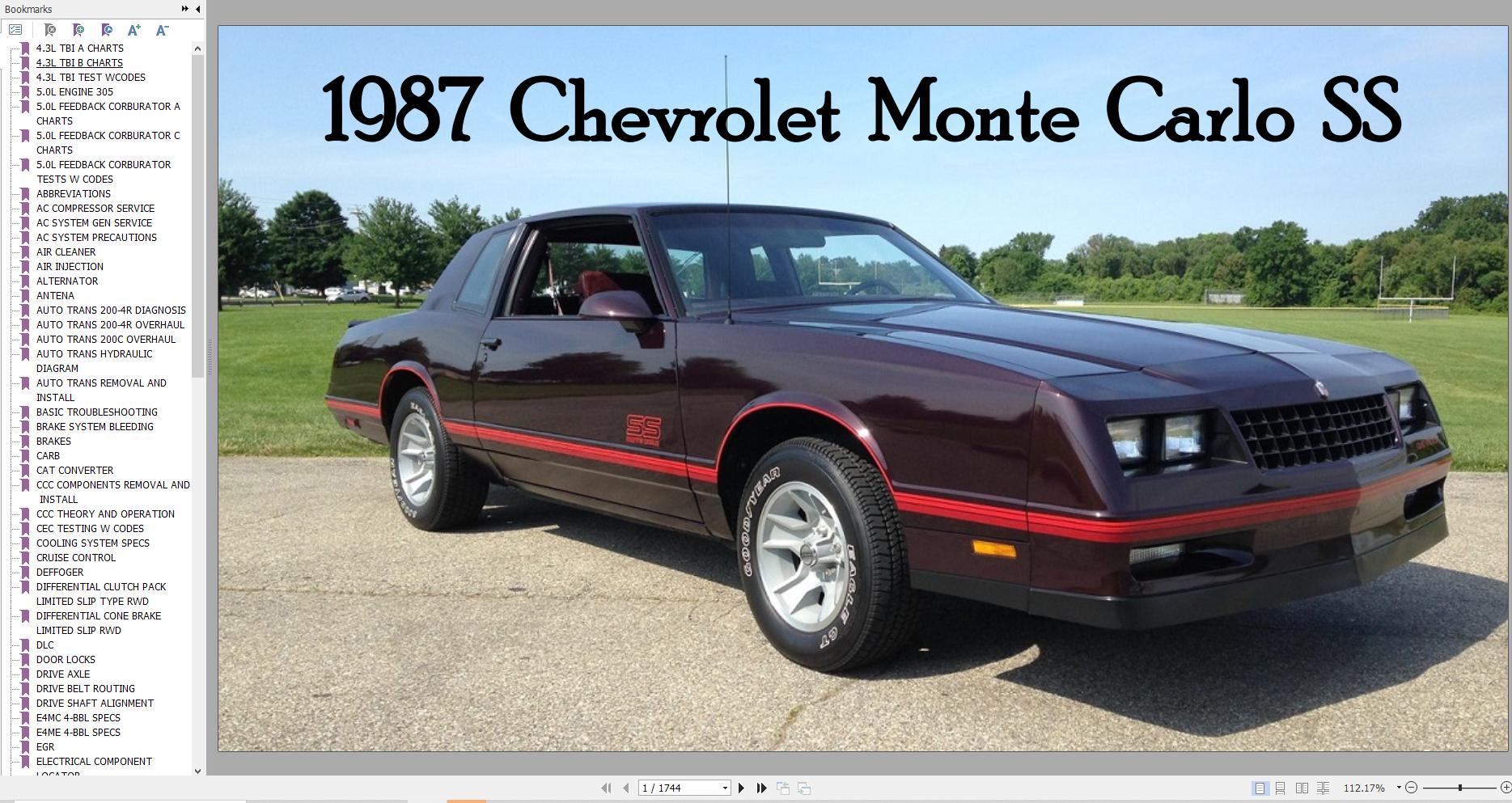 Chevrolet Monte Carlo SS 1987 Service Repair Manual 1