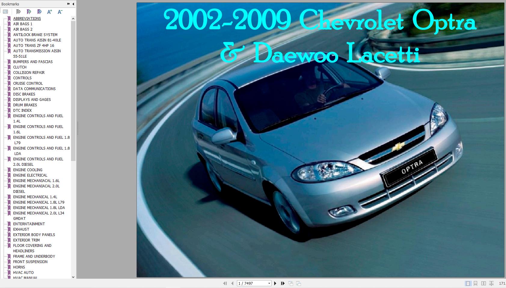 Chevrolet Optra Daewoo Lacetti 2002 2009 Service Repair Manual 1
