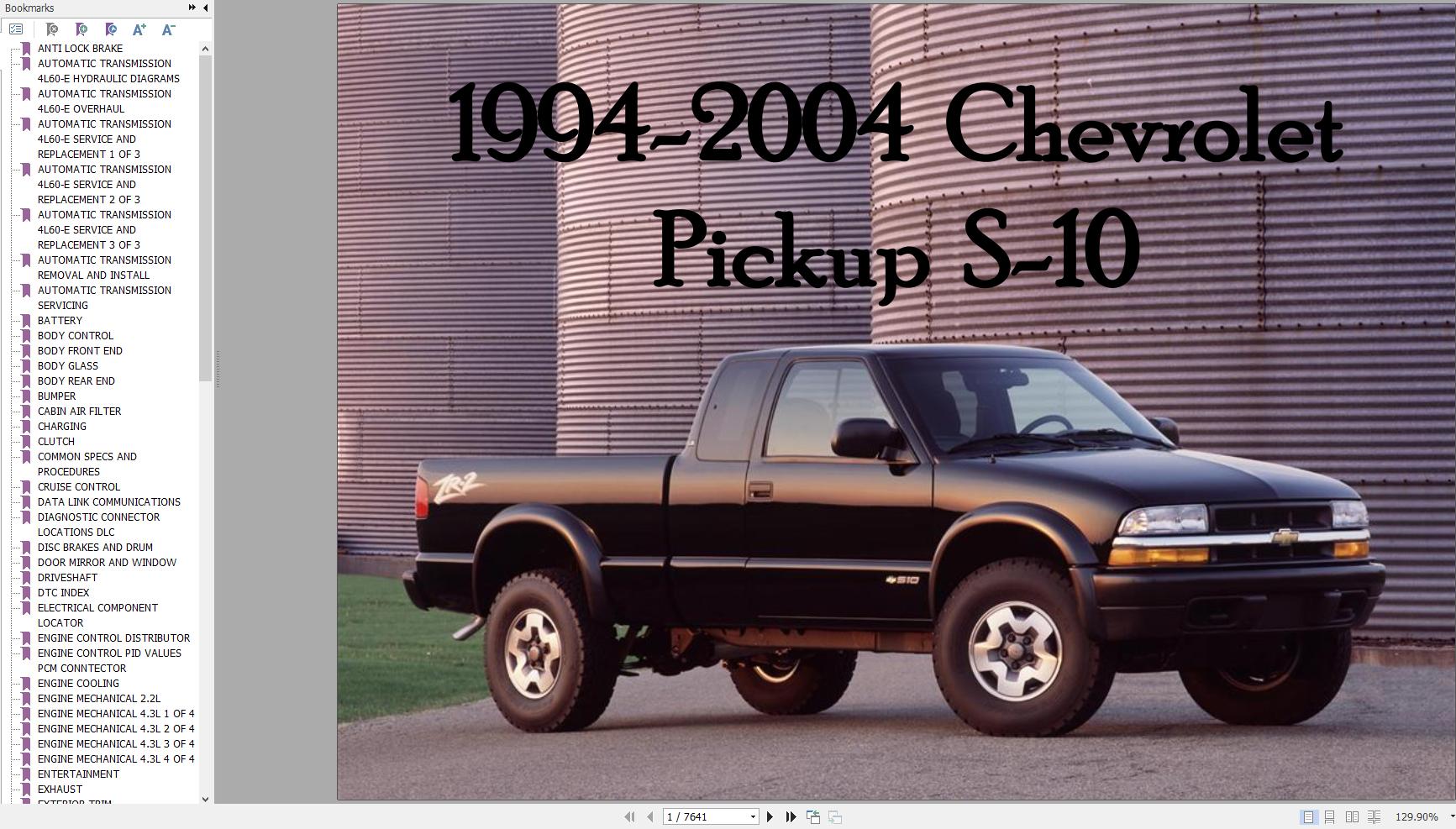 Chevrolet Pickup S 10 1994 2004 Service Repair Manual 1