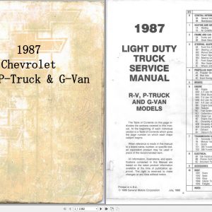 Chevrolet R V P Truck G Van 1987 Service Repair Manual 1
