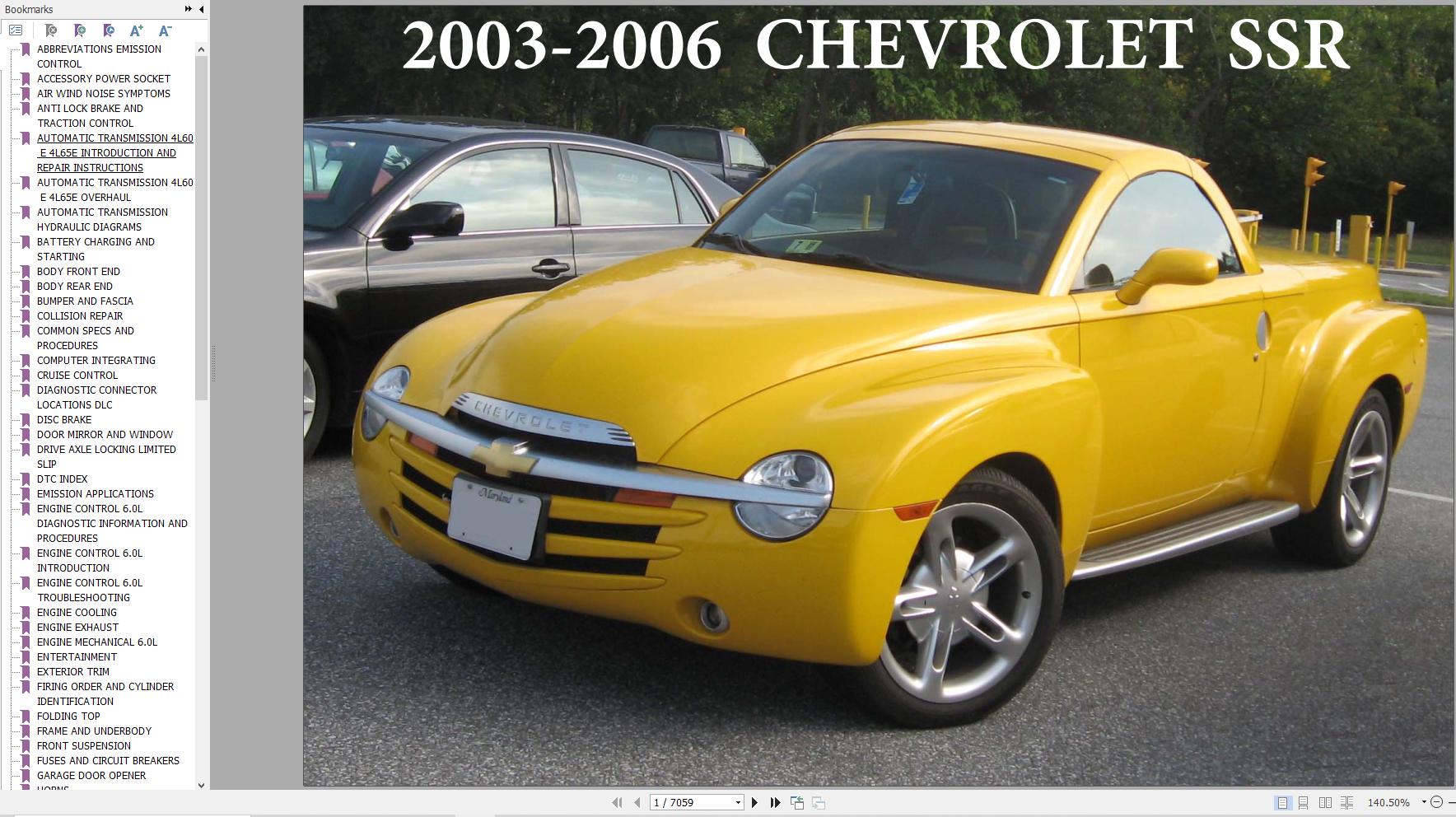 Chevrolet SSR 2003 2006 Service Repair Manual 1