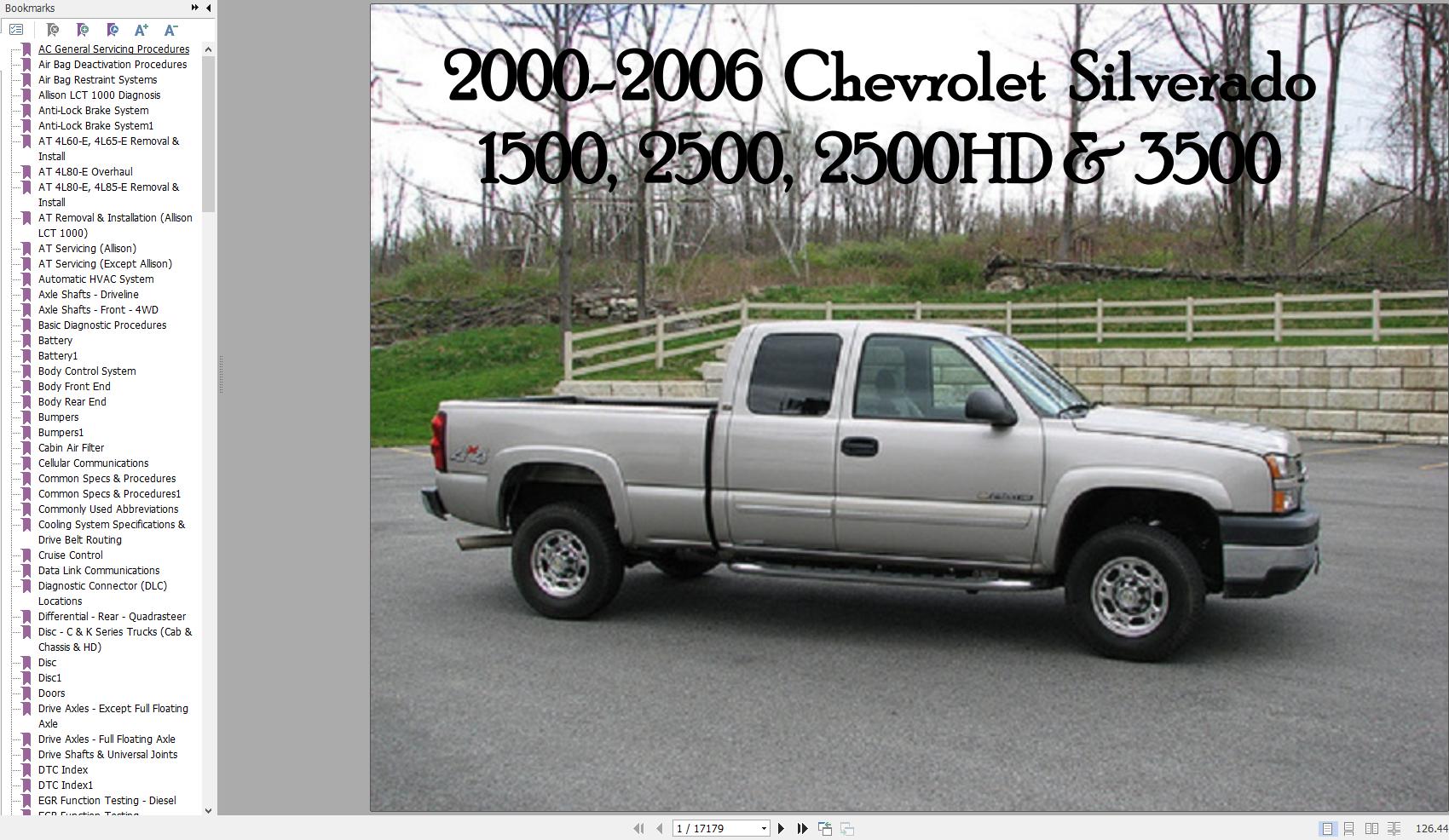Chevrolet Silverado 1500 2500 2500HD 3500 2000 2006 Service Repair Manual 1