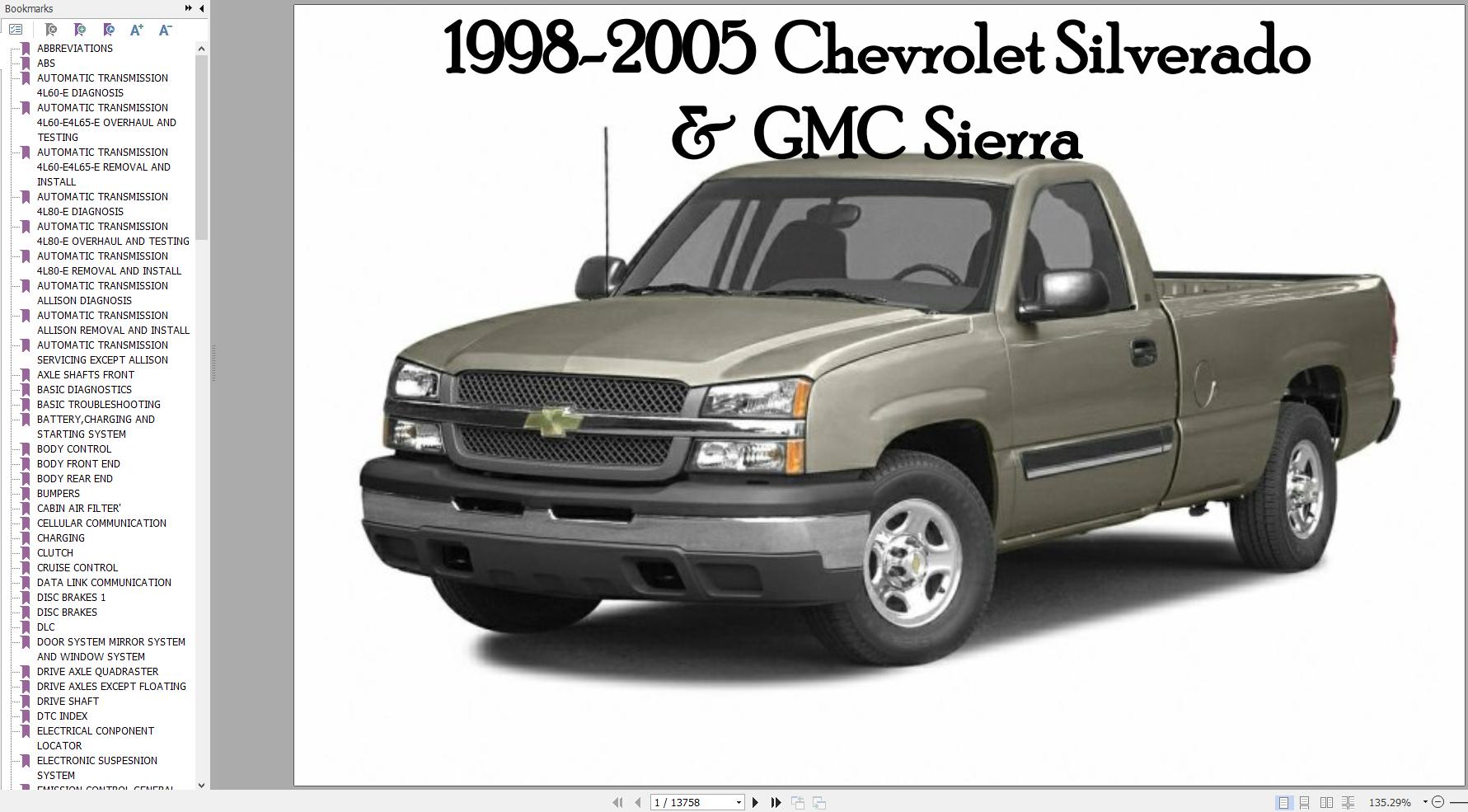 Chevrolet Silverado GMC Sierra 1998 2005 Service Repair Manual 1