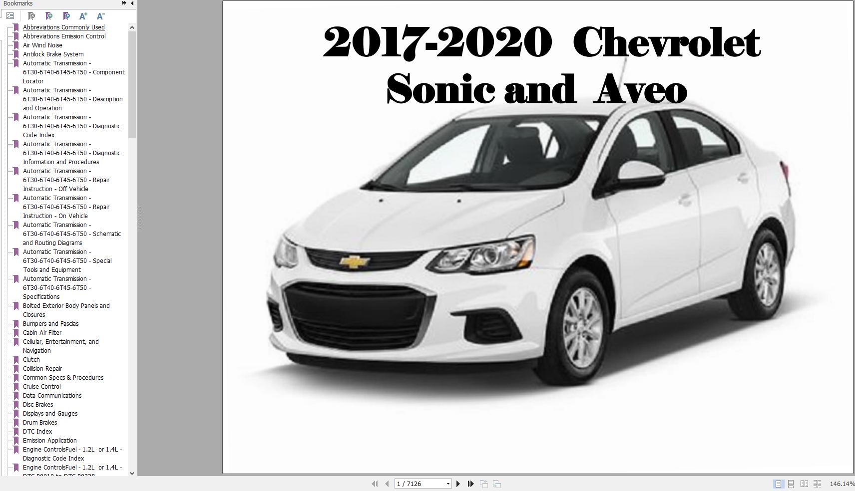 Chevrolet Sonic Aveo 2017 2020 Service Repair Manual 1