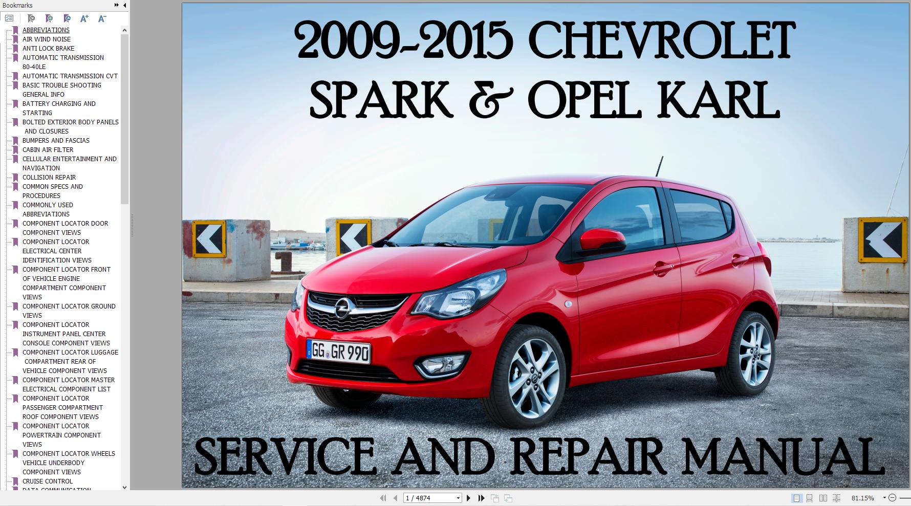 Chevrolet Spark Opel Karl 2009 2015 Service Repair Manual 1