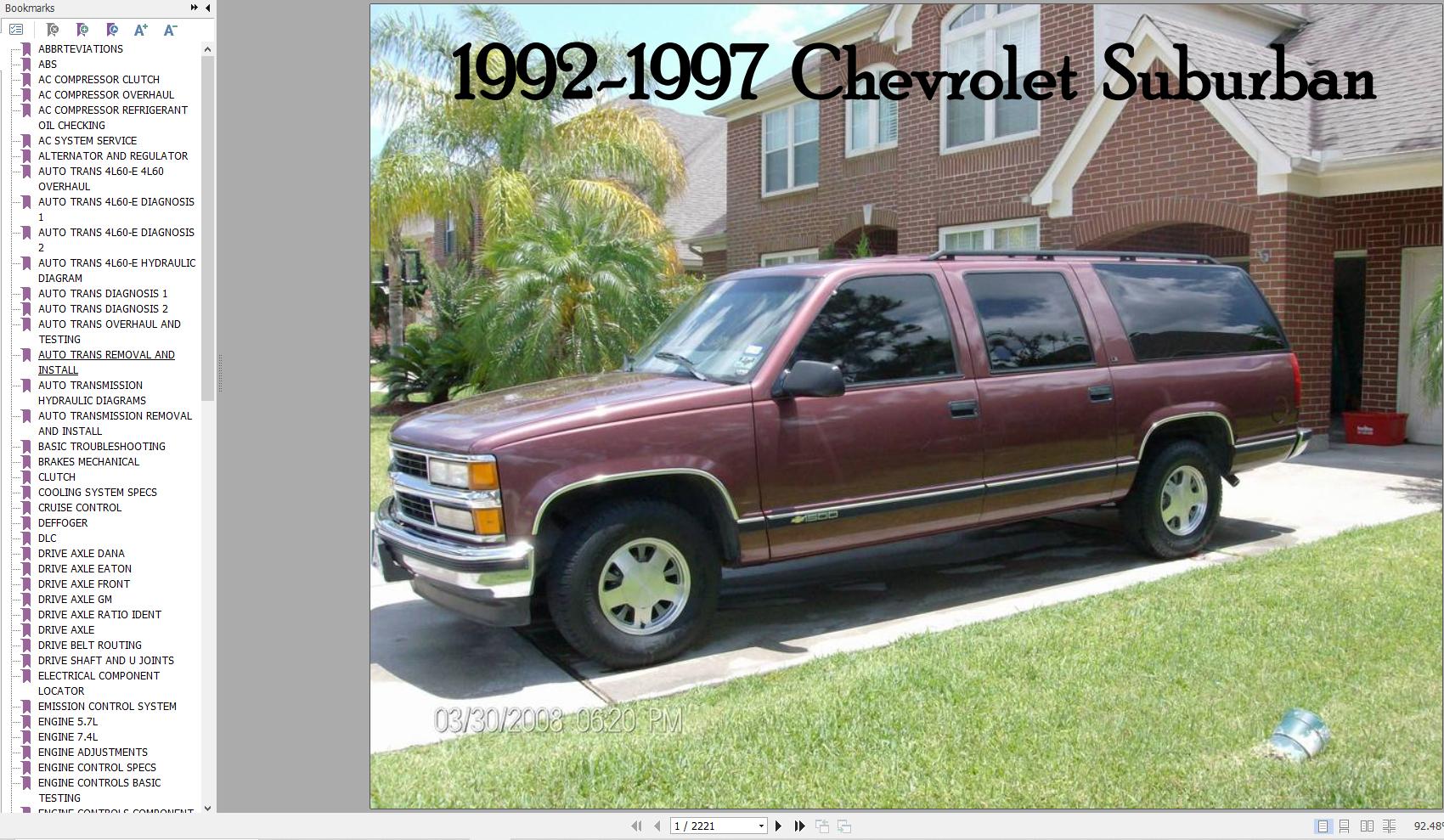 Chevrolet Suburban 1992 1997 Service Repair Manual 1