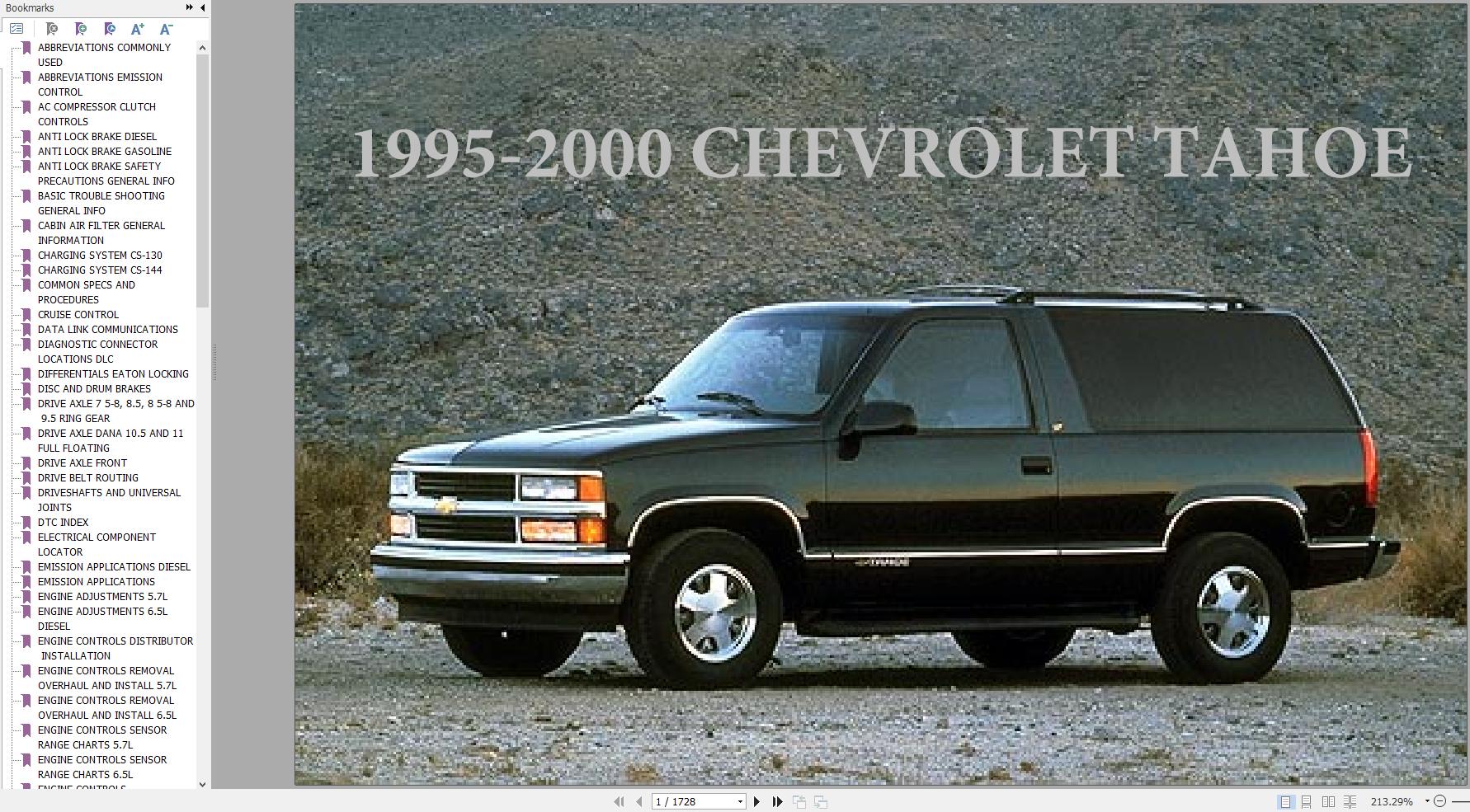 Chevrolet Tahoe 1995 2000 Service Repair Manual 1
