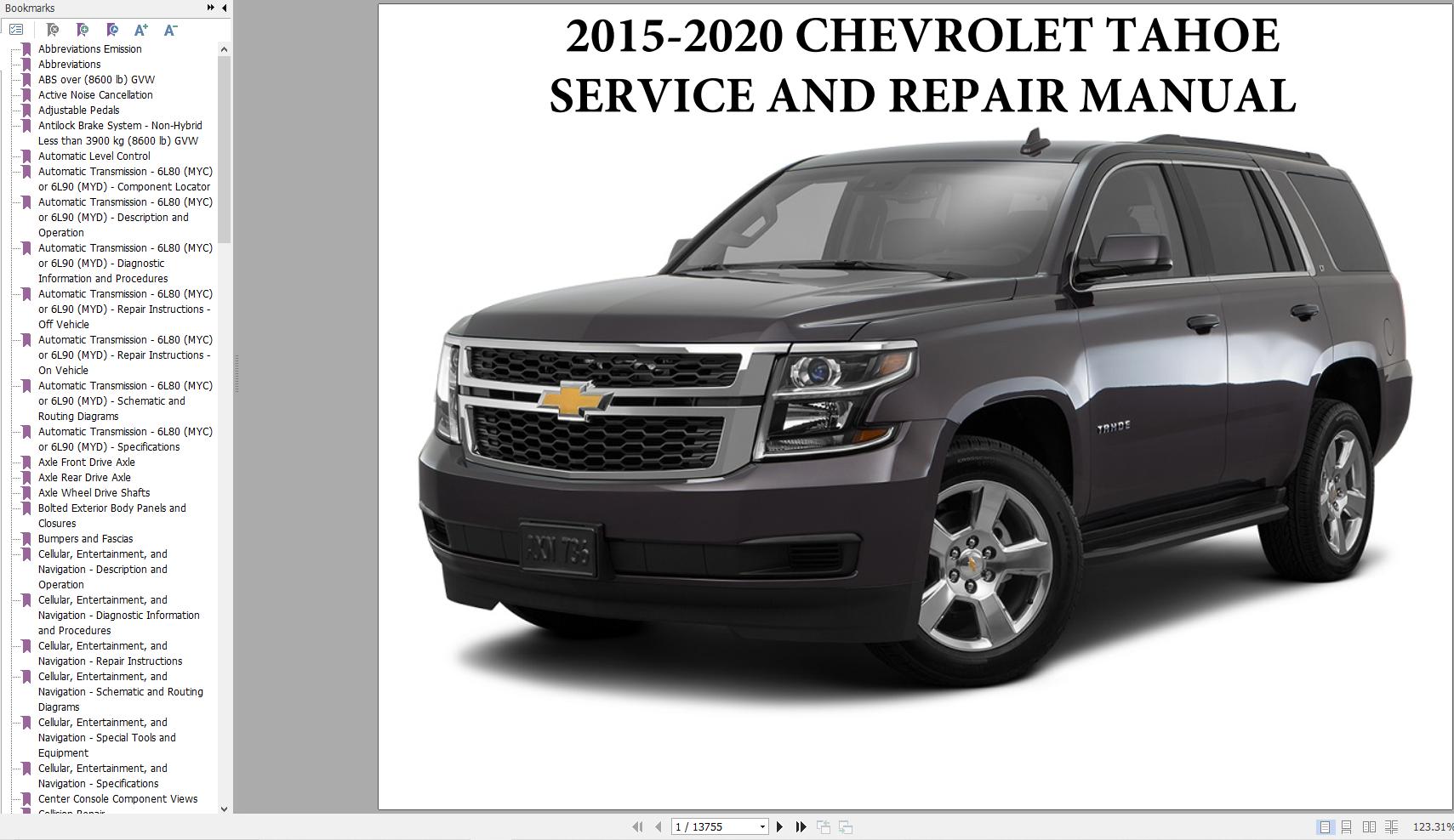 Chevrolet Tahoe 2015 2020 Service Repair Manual 1
