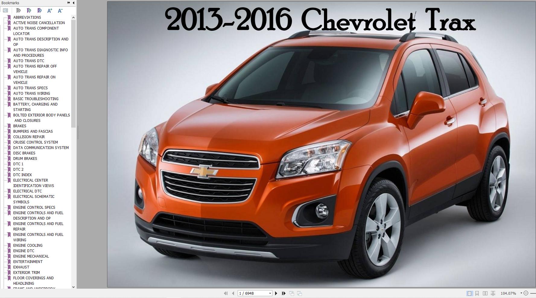 Chevrolet Trax 2013 2016 Service Repair Manual 1