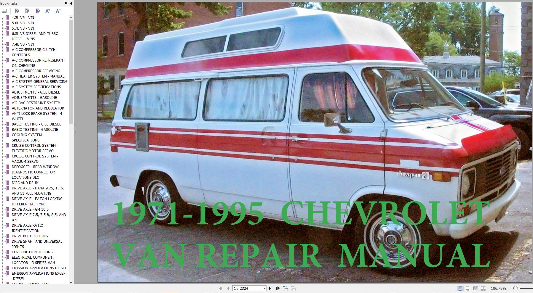 Chevrolet Van G10 G20 G30 1971 1995 Service Repair Manual 1