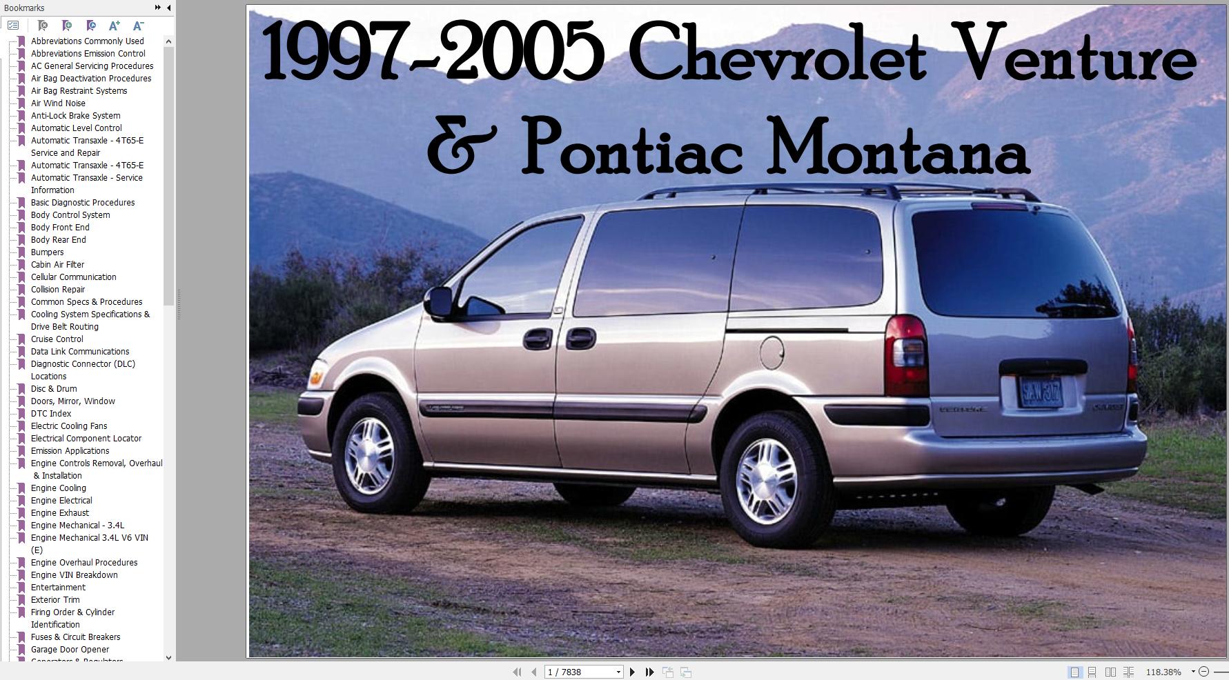 Chevrolet Venture Pontiac Montana 1997 2005 Service Repair Manual 1