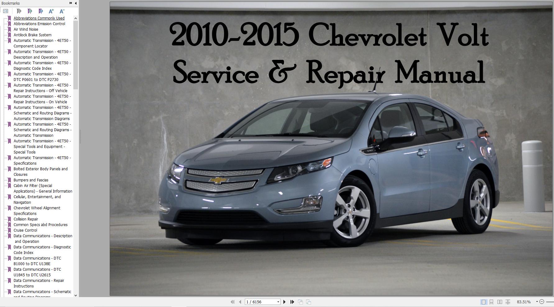 Chevrolet Volt 2010 2015 Service Repair Manual 1