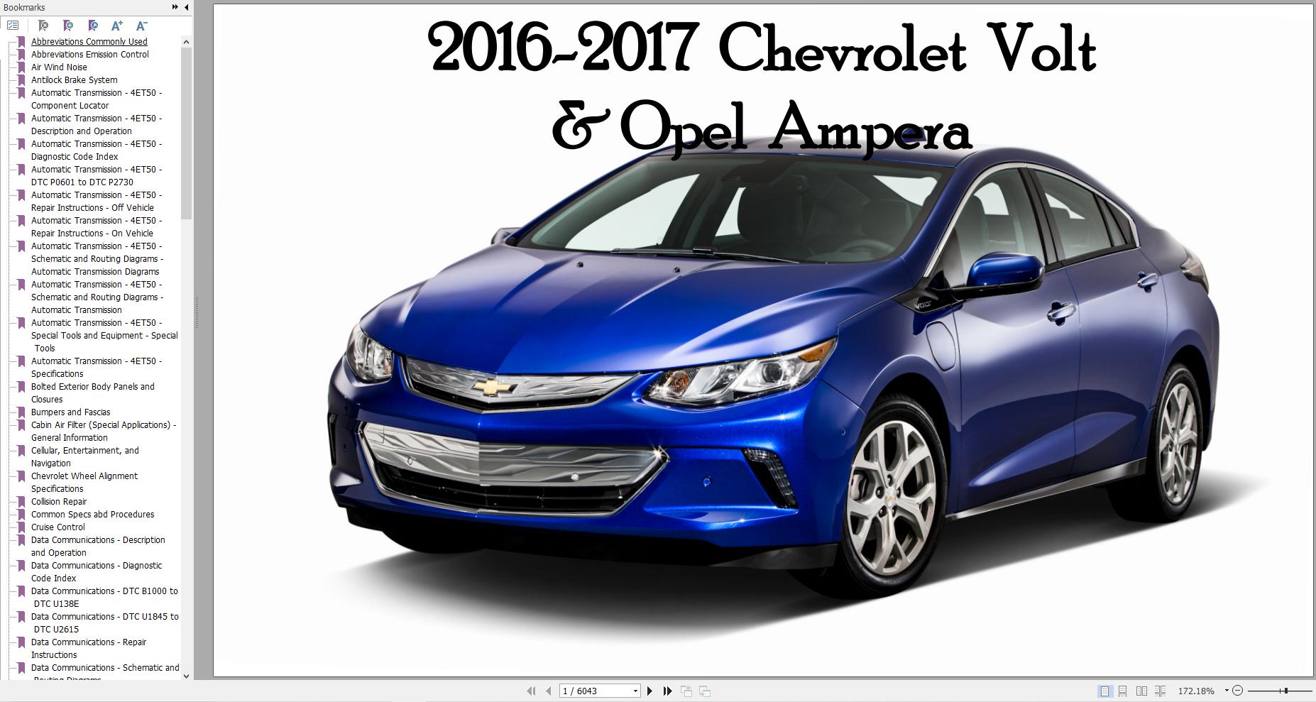 Chevrolet Volt Opel Ampera 2016 2017 Service Repair Manual 1