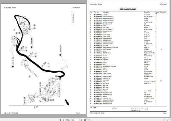 Claas TUCANO 480 470 C3600011 C3699999 Spare Parts Catalog 2