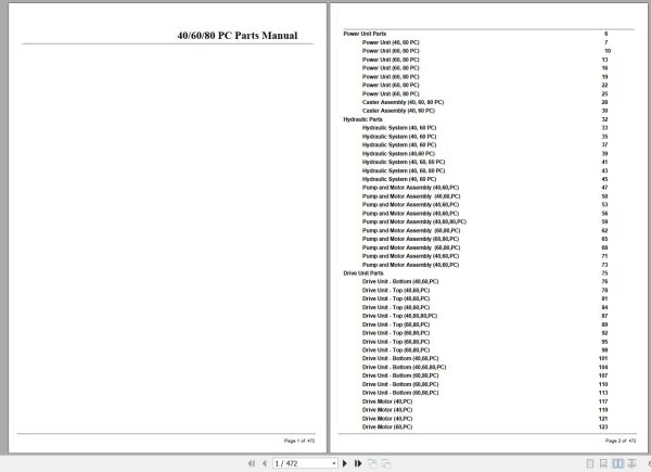 Crown Electric Pallet 40PC 60PC 80PC Parts Manual 1