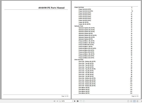 Crown Electric Pallet 40PE 60PE 80PE Parts Manual 1