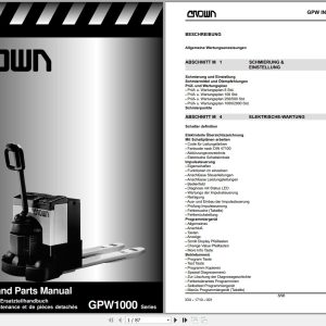 Crown Electric Pallet GPW1000 Series Service and Parts Manual DE 1