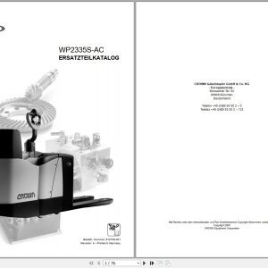 Crown Electric Pallet WP2335S AC Parts Manual DE 1