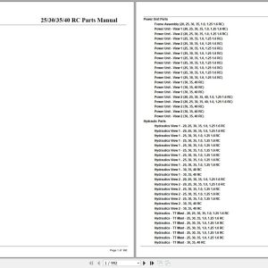 Crown Forklift 25RC 30RC 35RC 40RC Parts Manual 1