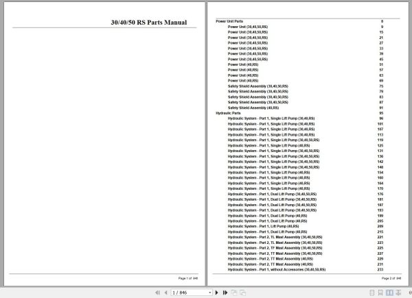 Crown Forklift 30RS 40RS 50RS Parts Manual 1