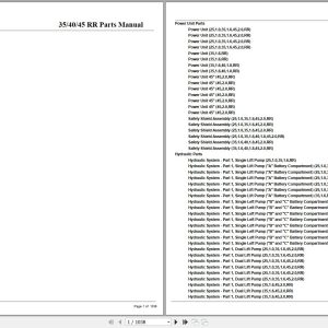 Crown Forklift 35RR 40RR 45RR Parts Manual 1