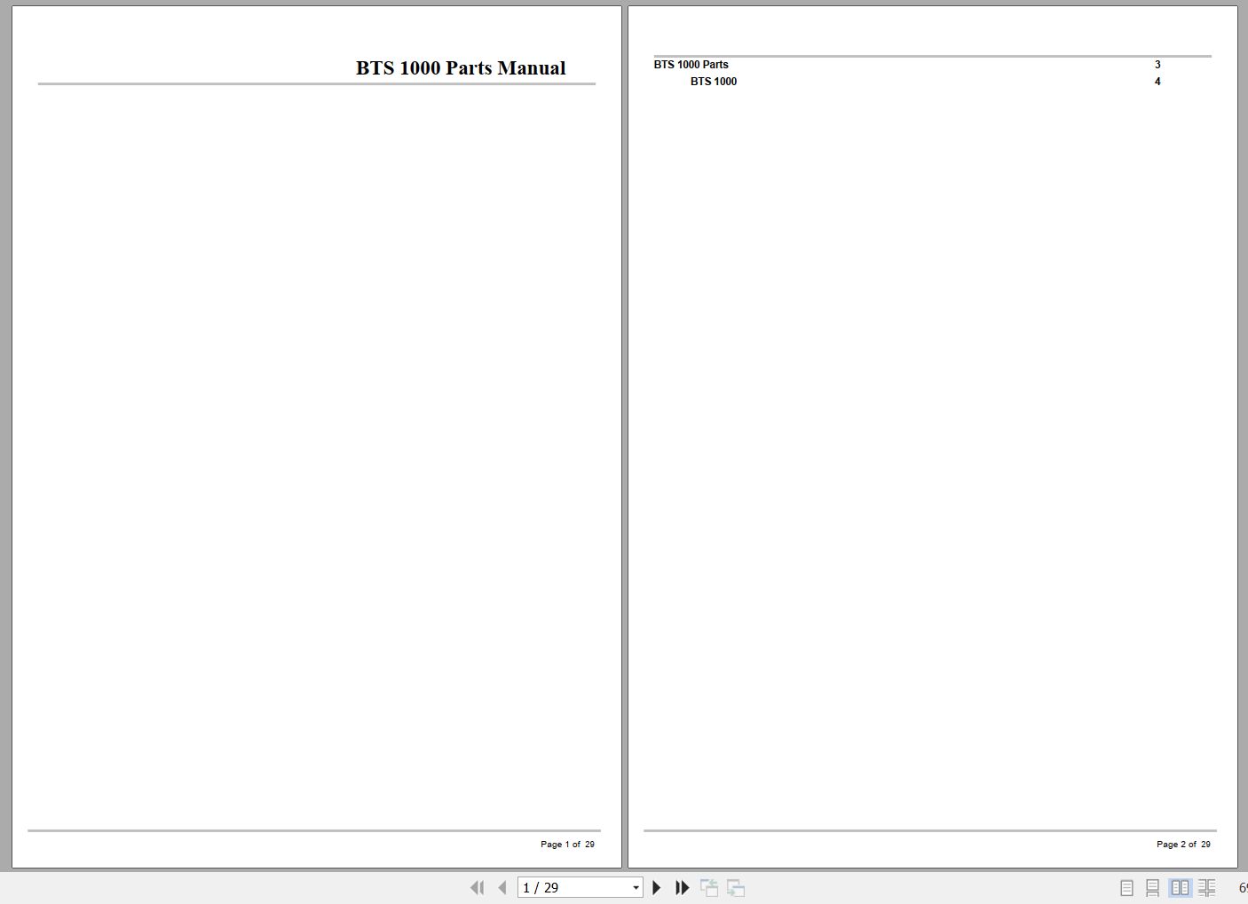 Crown Forklift BTS1000 Parts Manual 1