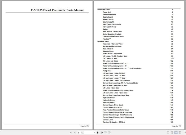 Crown Forklift C 5 1055 Diesel Pneumatic Parts Manual 1